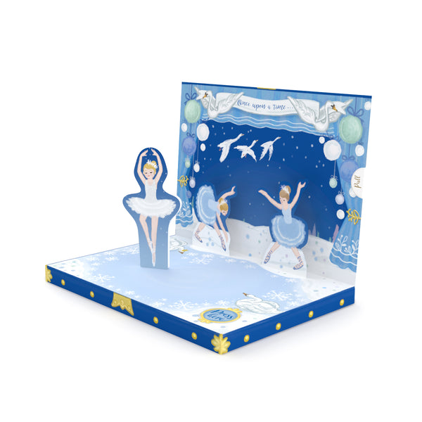 Swan Lake Music Box Card Blue