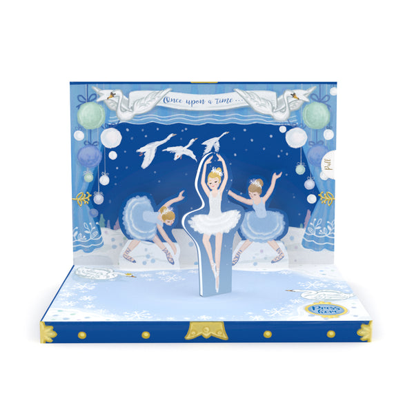 Swan Lake Music Box Card Blue