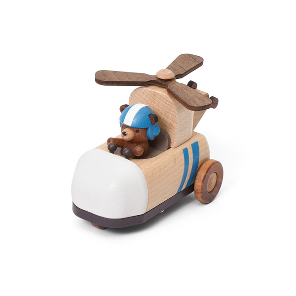 Bear Helicopter Wooden Music Box