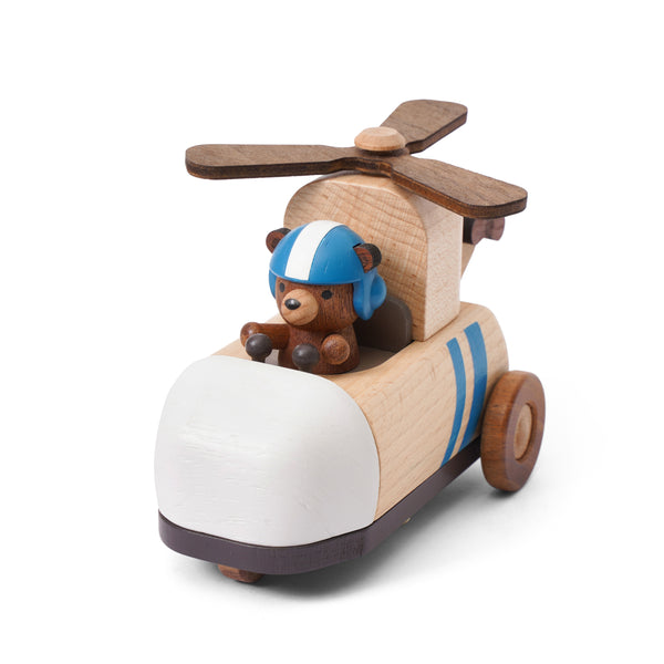 Bear Helicopter Wooden Music Box