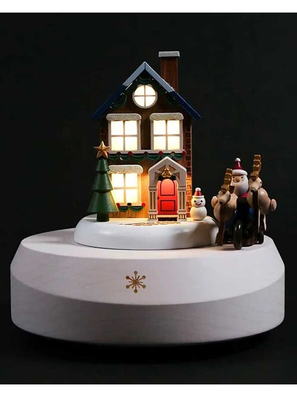 Light-Up Christmas Sled Wooden Music Box