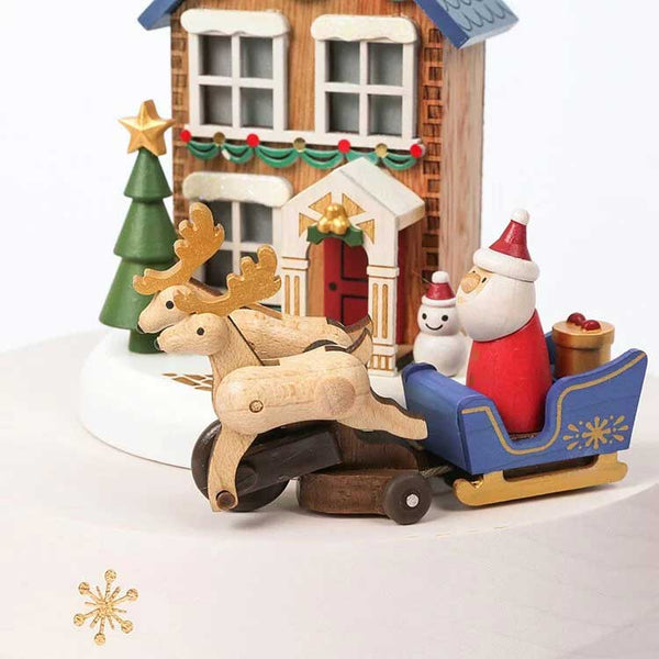 Light-Up Christmas Sled Wooden Music Box