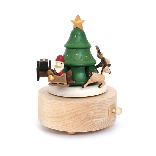 Santa & Reindeer Wooden Music Box