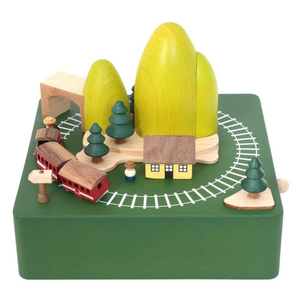 Evergreen Train Wooden Music Box