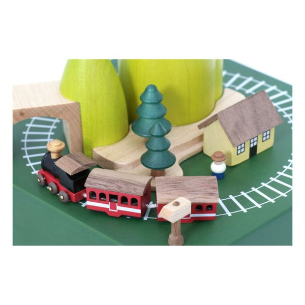 Evergreen Train Wooden Music Box