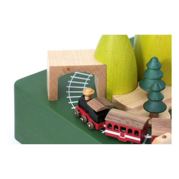 Evergreen Train Wooden Music Box