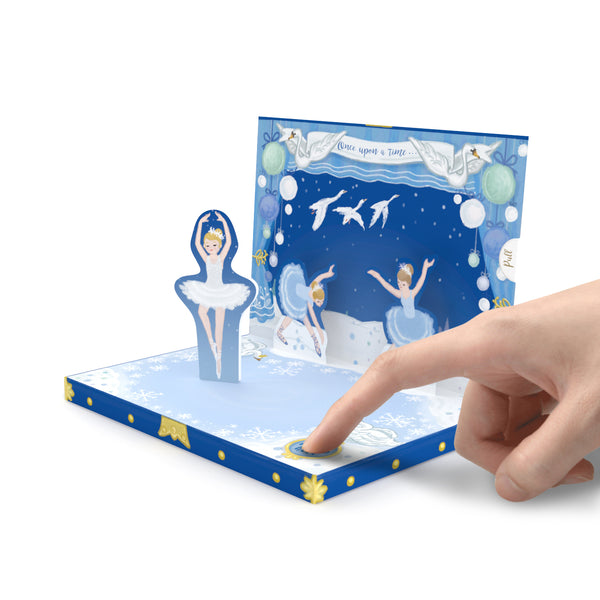 Swan Lake Music Box Card Blue